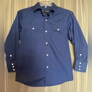 Gioberti Boys Casual Western Solid Long Sleeve Shirt with Pearl Snaps